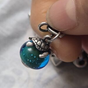 James Avery Silver Turtle Glass Charm "RETIRED